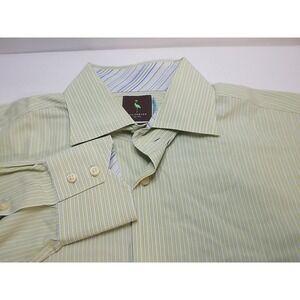 Tailorbyrd Yellow Striped Button Up Long Sleeve Shirt 2-Ply Men's XL‎